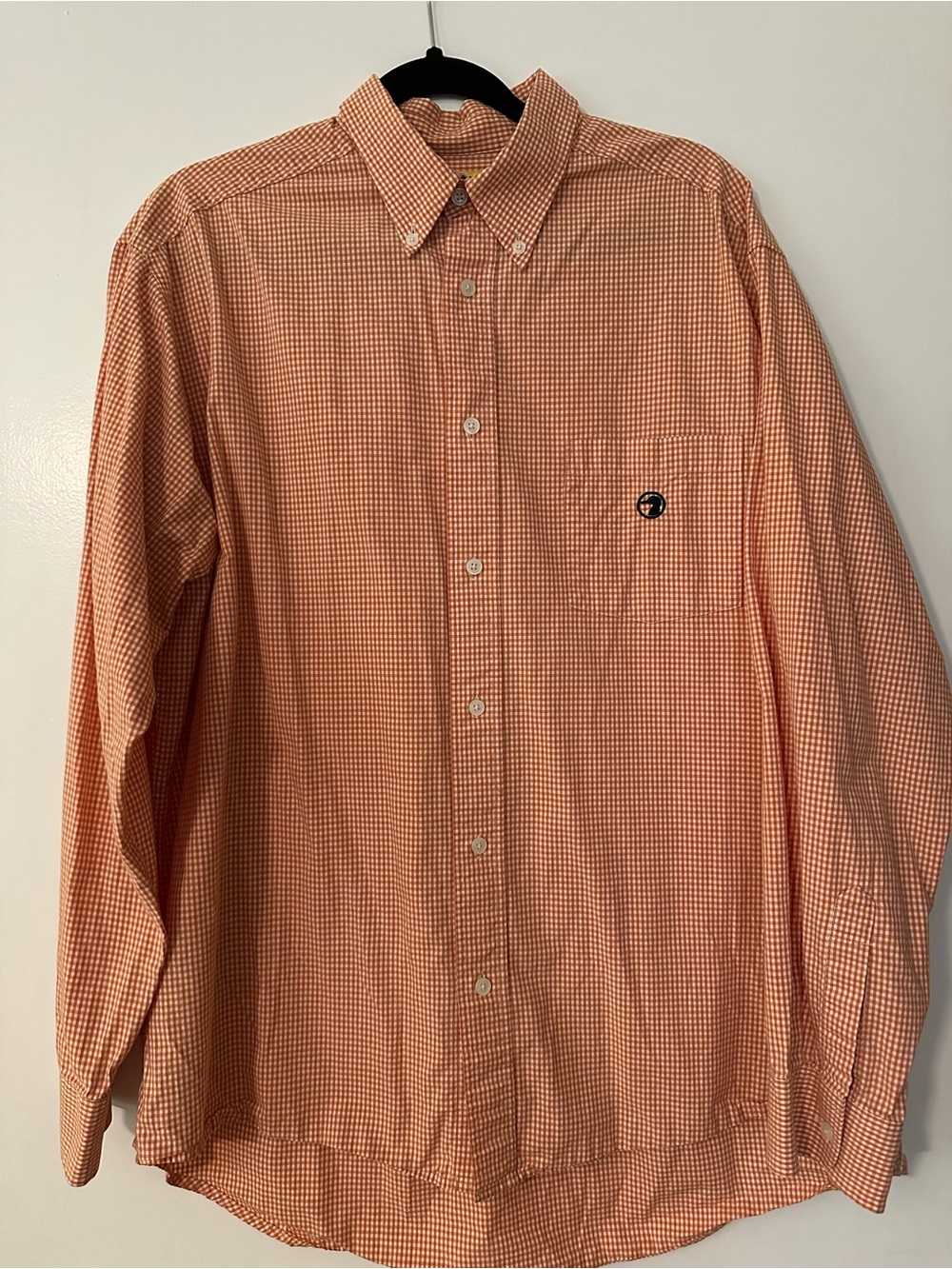 Men's Duck Head Orange Gingham Button-Down Dress Shirt